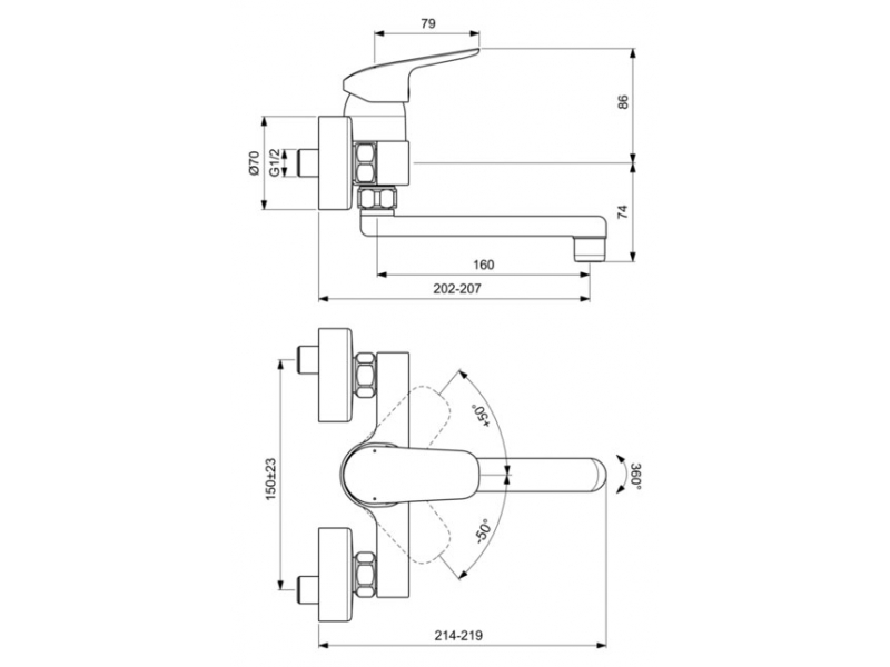 Купить Смеситель Ideal Standard Ceraflex настенный для раковины, хром, B1717AA