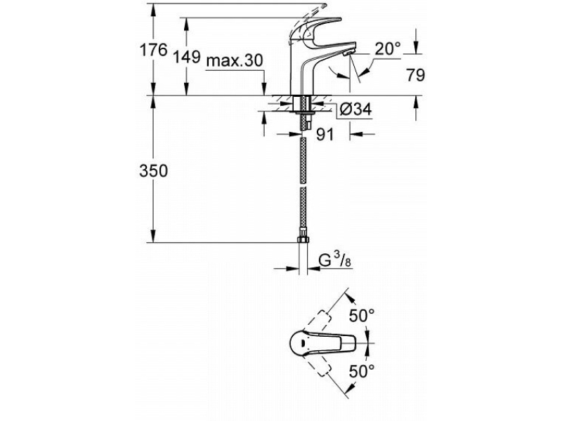 Купить Смеситель для раковины Grohe BauCurve 32848000