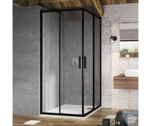 Душевой уголок Ravak Blix Slim BLSRV2-80 X1LM40300Z1 черный+ транспарент