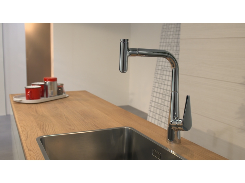 Купить Кухонный смеситель однорычажный, 220, с вытяжным изливом, 1jet Hansgrohe 72822000, хром