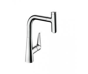 Кухонный смеситель однорычажный, 220, с вытяжным изливом, 1jet Hansgrohe 72822000, хром