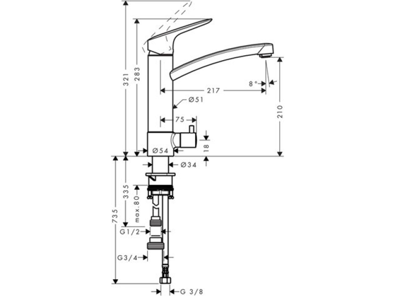 Купить Смеситель для кухни Hansgrohe Logis 71834000