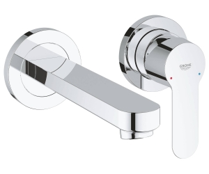 Смеситель для раковины Grohe BauEdge на 2 отверстия, настенный монтаж, хром