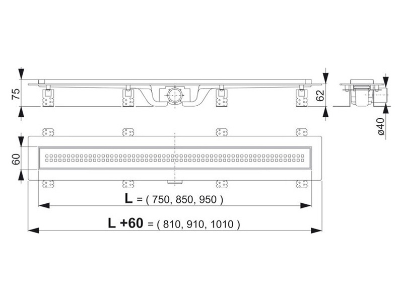 Купить Душевой лоток AlcaPlast Simple APZ9-750M с решеткой и опорами