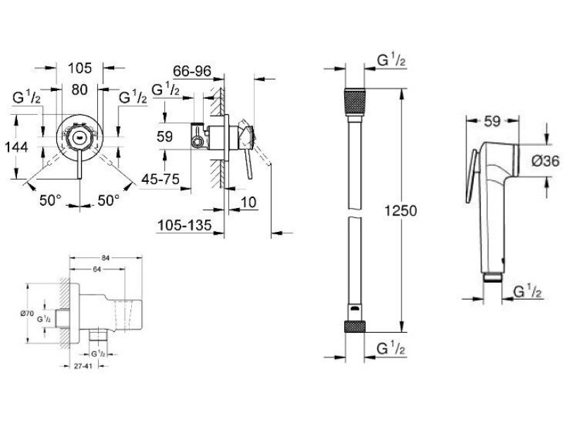 Купить Гигиенический душ Grohe BauClassic 124901 со смесителем