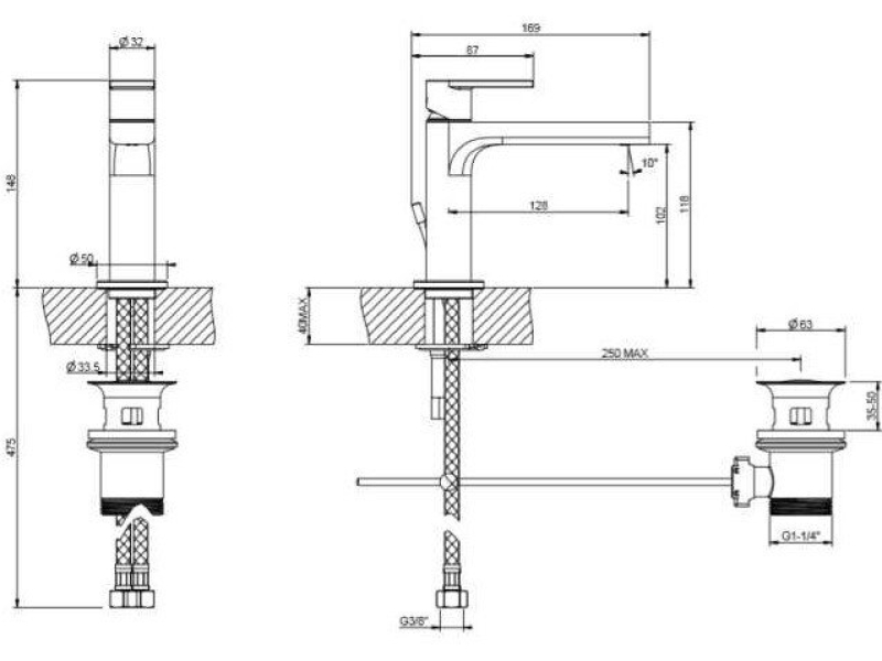 Купить Смеситель для раковины Gessi Via Manzoni 38601-149