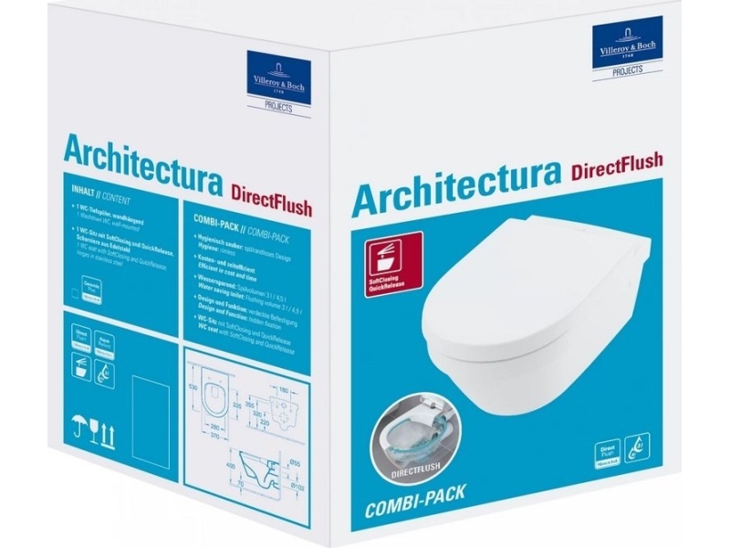 Купить Унитаз подвесной с открытым смывным краем Architectura DirectFlush 4694HR01 с сиденьем для унитаза SoftClosing 98M9C101
