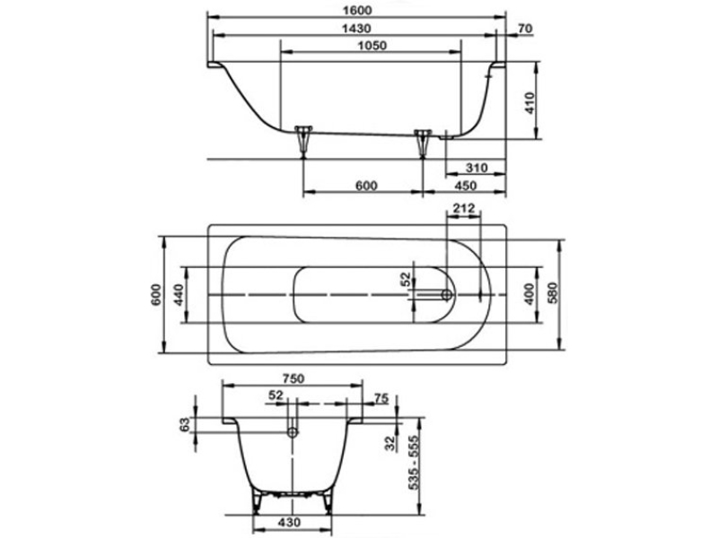 Купить Стальная ванна KALDEWEI Saniform Plus 160x75 standard mod. 372-1 112500010001