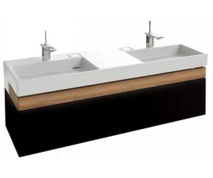 TERRACE комплект EB1189-274 Тумба 150*49см, цвет черный лак + EXA112-00 Двойная раковина-столешница, 150х49