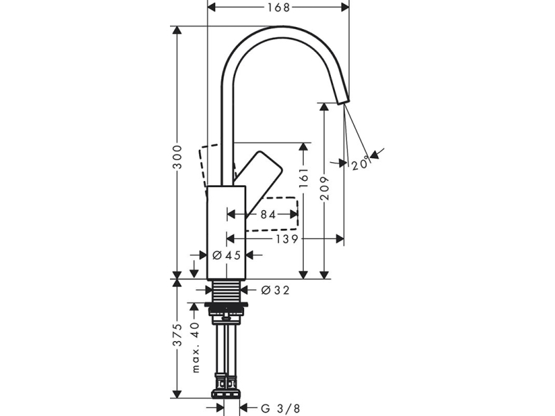 Купить Смеситель для раковины Hansgrohe Vivenis 210 75032000 c поворотным изливом