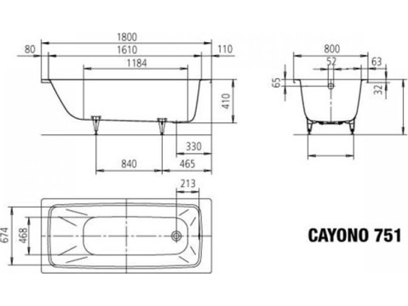Купить Стальная ванна KALDEWEI Cayono standard 180x80 mod. 751 275100010001