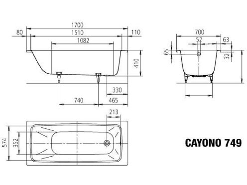 Купить Стальная ванна KALDEWEI Cayono 170x70 standard mod. 749 274900010001
