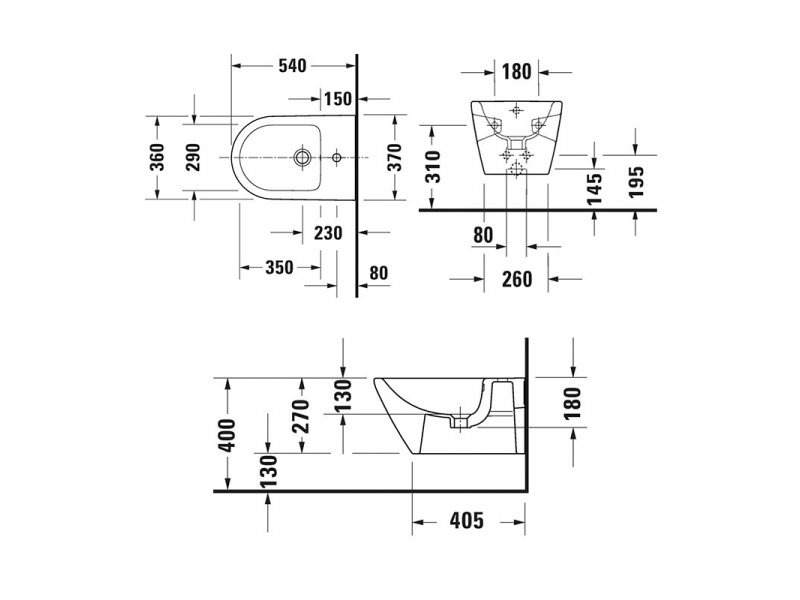 Купить Биде Duravit D-Neo, подвесное, цвет белый, 2295150000