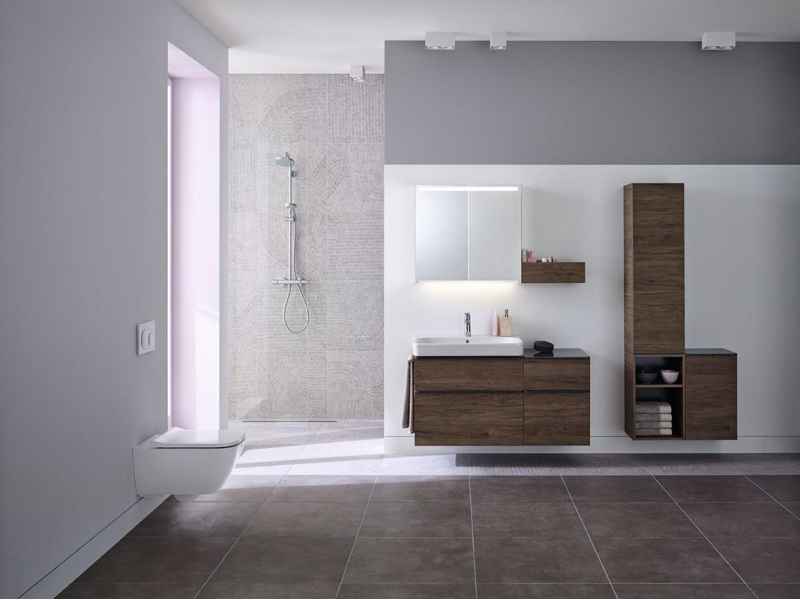 Купить Набор мебели Geberit Smyle Square 75 см, цвет пекан, комплект Идеальная тройка, 529.353.JR.7