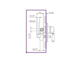 Скрытая часть Nicolazzi 4060 для душа с переключателем