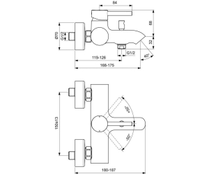 Смеситель для ванны и душа Ideal Standard Kolva BC675U4