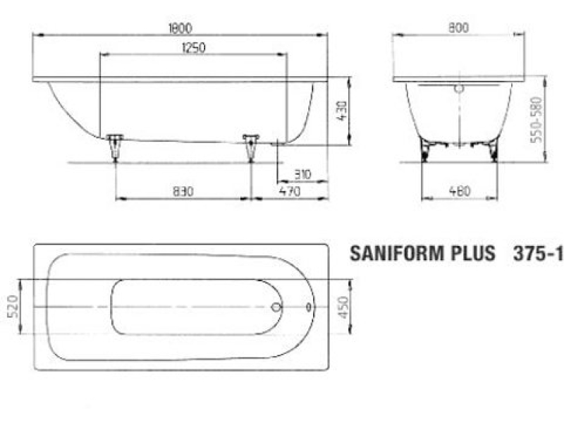 Купить Стальная ванна KALDEWEI Saniform Plus 180x80 standard mod. 375-1 112800010001