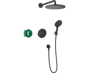 Душевая система с верхним душем и термостатом 8 в 1 Hansgrohe 27961670 матовый черный