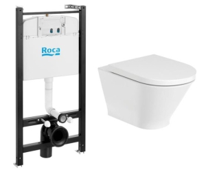 ПЭК Roca The Gap Round Pack 893105000 подвесной унитаз Rimless + инсталляция + сиденье Supralit