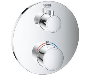 24077000 Grohtherm Термостатический смеситель для ванны с переключателем на 2 положения ванна-душ, круглая розетка, хром