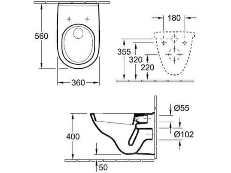 Купить Унитаз подвесной Villeroy&Boch O.Novo (с крышкой SoftClose) 5660H101 (5660 H101)