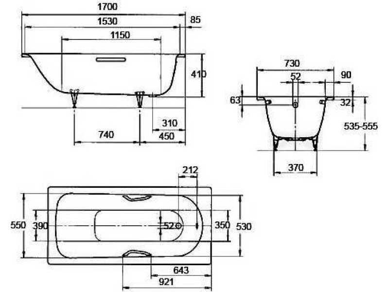 Купить Стальная ванна KALDEWEI Saniform Plus 170x73 easy-clean mod. 371-1 112900013001