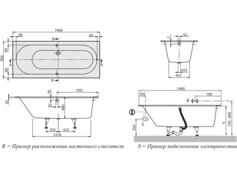 Купить Квариловая ванна Villeroy&Boch Oberon Duo 190x90 UBQ199OBE2V-01