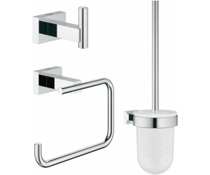 Набор аксессуаров 3 предмета: Ершик, держатель бумаги, крючок Grohe Essentials Cube 40757001 хром