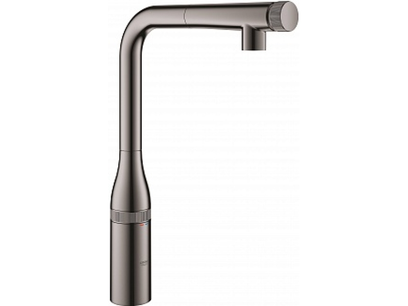 Купить 31615A00 Essence SmartControl Смеситель для кухни с выдвижным L-образным изливом, темный графит, глянец