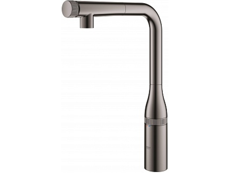Купить 31615A00 Essence SmartControl Смеситель для кухни с выдвижным L-образным изливом, темный графит, глянец