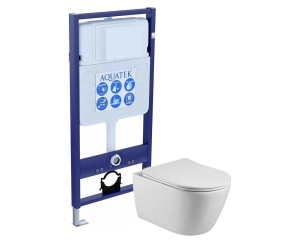 Комплект: унитаз с инсталляцией AQUATEK Standard Set AQUATEK БЕТТА с тонким сиденьем soft-close