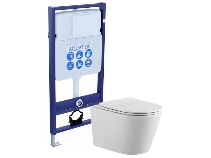 Купить Комплект унитаз с инсталляцией SET AQUATEK ВЕГА с тонким сиденьем soft-close