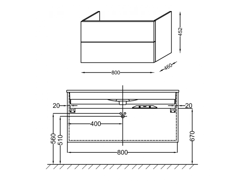 Купить Тумба с раковиной Jacob Delafon Vox EB2078-R2-G92+EXAE112-Z-0, серая
