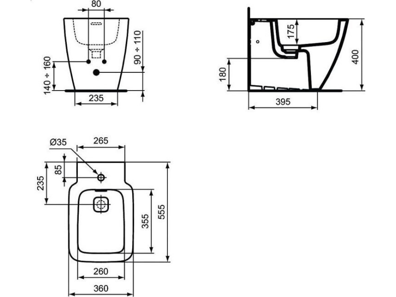 Купить Биде напольное Ideal Standard Strada II T296901