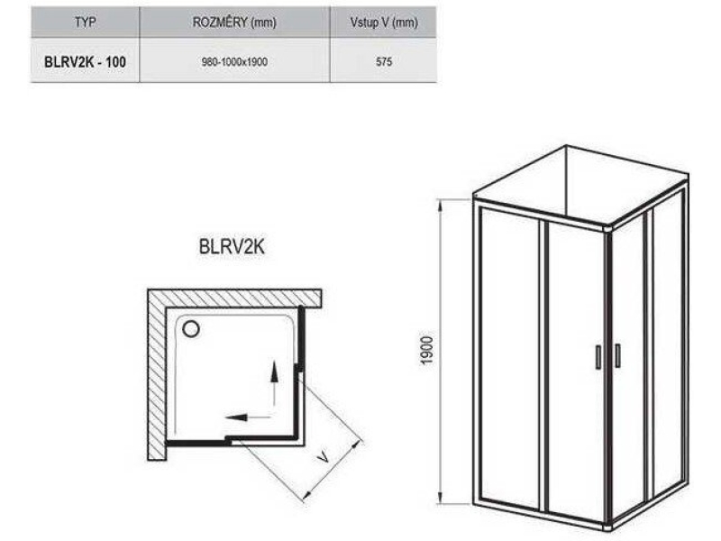 Купить Душевая дверь Ravak Blix BLRV2K-100 100x100 1XVA0U00ZG