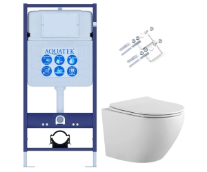 SET AQUATEK ЕВРОПА KKI (рама AQUATEK Standard INS-0000012 и крепежаKKI-0000002 +унитаз ЕВРОПА AQ1901-00 с тонким сиденьем soft-close