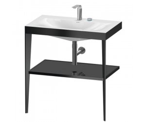 Консоль напольная Duravit XViu XV4715EB240 80 x 48 x 85 см с полкой, с раковиной без перелива, 2 отв., black matt/black high gloss lacquer