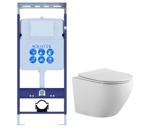 Set AQUATEK ЕВРОПА (рама INS-0000010 Easy Fix 50+звукоизоляционная прокладка+унитаз ЕВРОПА AQ1901-00+тонкое сиденье с механизмом плавного закрывания)