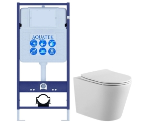 SET AQUATEK ВЕГА cmp (рама AQUATEK Standard INS-0000012(без клавиши и крепежа)+унитаз компакт ВЕГА AQ1904-00 с тонким сиденьем soft-close