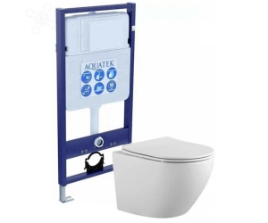 SET AQUATEK ЕВРОПА (рама AQUATEK Standard INS-0000012(без клавиши и крепежа)+унитаз ЕВРОПА AQ1900-00 с тонким сиденьем soft-close