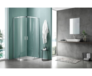AQ NAA 2142-90 Душевой уголок 1/4 круга, двери раздвижные 900x900x2000, профиль хром, стекло прозрачное