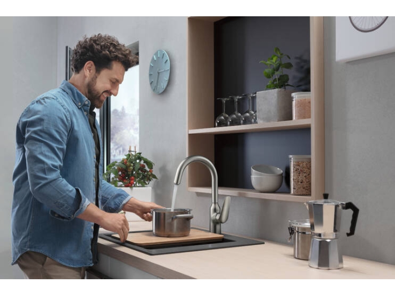 Купить Кухонный смеситель однорычажный, 220, 1jet Hansgrohe 71802800, под сталь