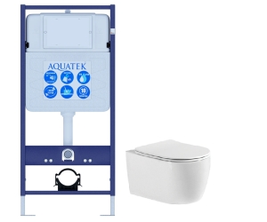 Set AQUATEK ЕВРОПА (рама AQUATEK Standard INS-0000012+звукоизоляционная прокладка+унитаз ЕВРОПА AQ1106-00+тонкое сиденье с механизмом плавного закрыва