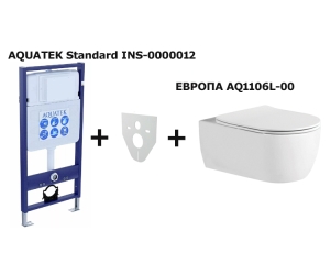 Set AQUATEK ЕВРОПА (рама AQUATEK Standard INS-0000012+звукоизоляционная прокладка+унитаз ЕВРОПА AQ1106L-00+тонкое сиденье с механиз