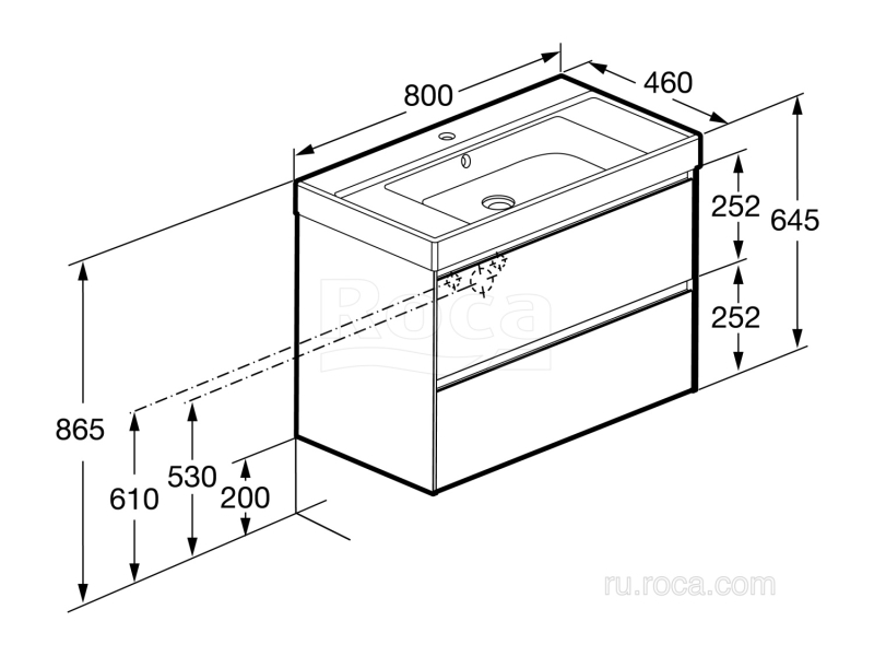 Купить 857630511 ONA модуль для раковины 800 мм, 785x450x565 мм, с 2 ящиками, темный вяз