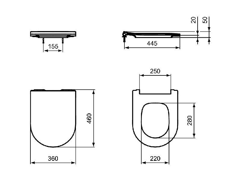 Купить Сиденье с крышкой для унитаза Ideal Standard BLEND CURVE SANDWICH тонкое с микролифтом T520801