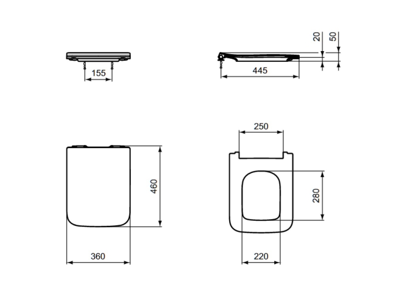 Купить Сиденье с крышкой для унитаза Ideal Standard BLEND CUBE SANDWICH тонкое с микролифтом T521101