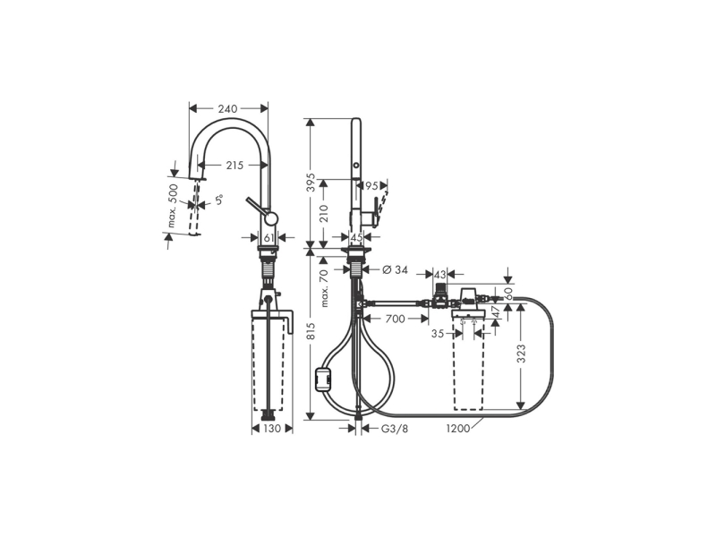 Купить Смеситель для кухонной мойки с вытяжным изливом Hansgrohe Aqittura 76803800