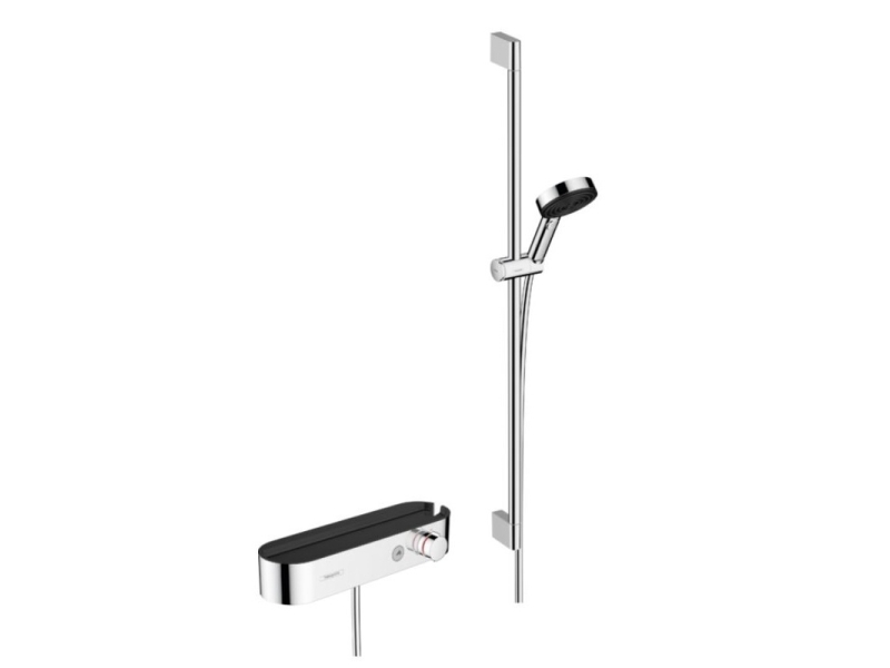 Купить Душевая система Hansgrohe Pulsify S Showerpipe 105 3jet с термостатом для ванны, штанга 90 см 24270000, хром
