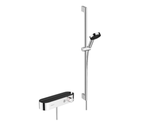 Душевая система Hansgrohe Pulsify S Showerpipe 105 3jet с термостатом для ванны, штанга 90 см 24270000, хром